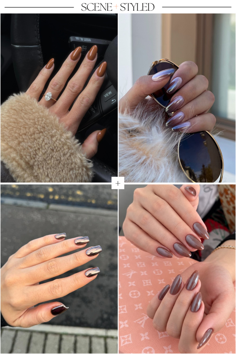 Coffee Chrome Nails